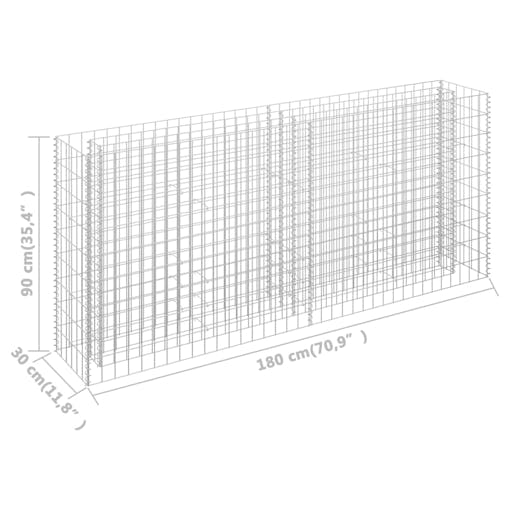 NNEVL Gabion Raised Bed Galvanised Steel 180x30x90 cm