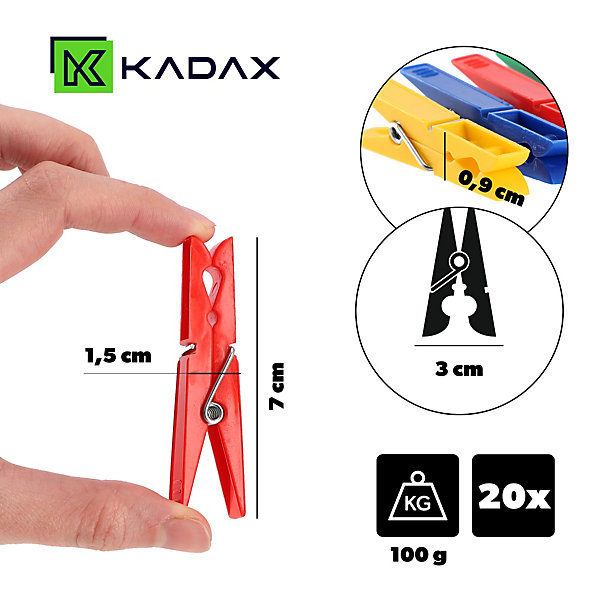 KADAX Vêtements Vêtements Vêtements Pinces à Linge 20pcs Plastique Coloré