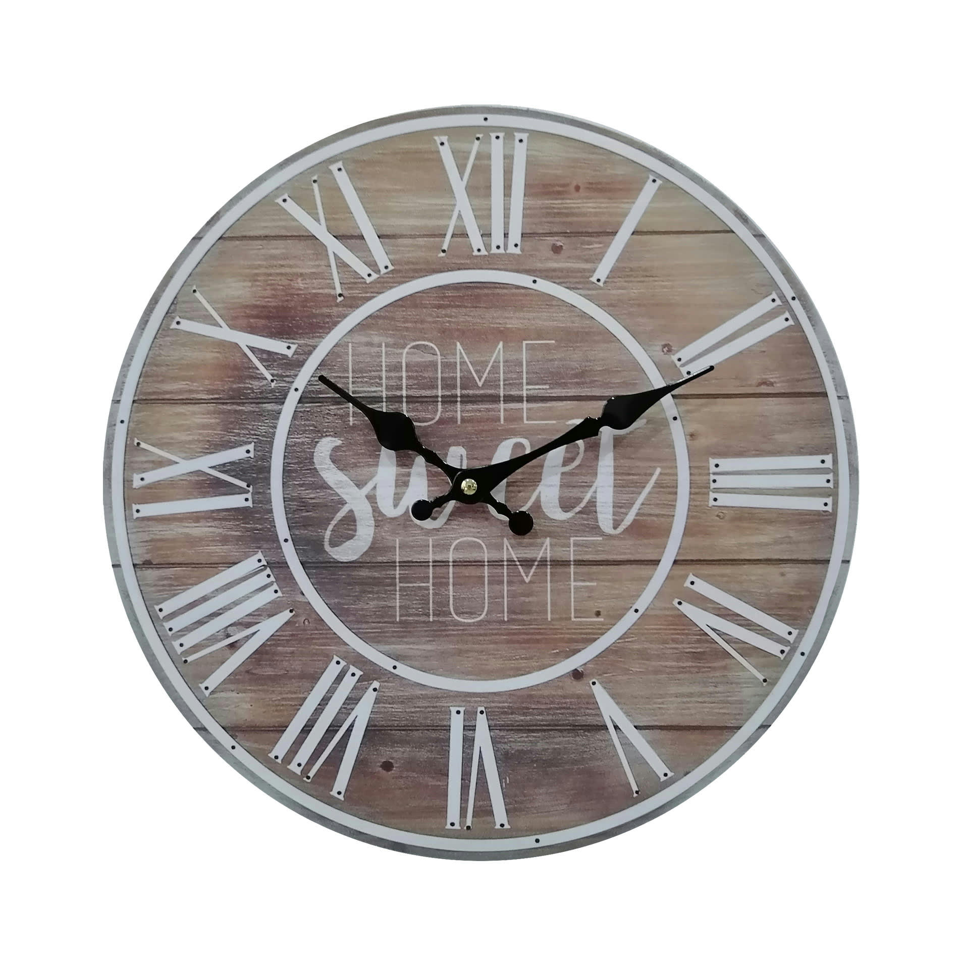 - Horloge murale home sweet home en MDF brun et blanche Ø 33,8 cm