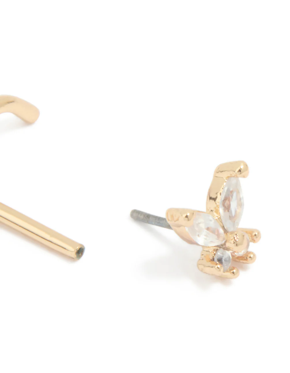 Surgical Steel Cubic Zirconia Butterfly Threadless Nose Stud