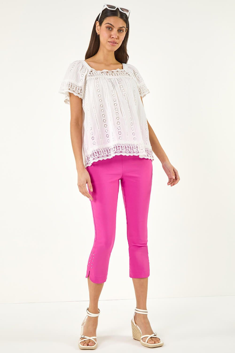 Roman Stud Hem Stretch Trousers