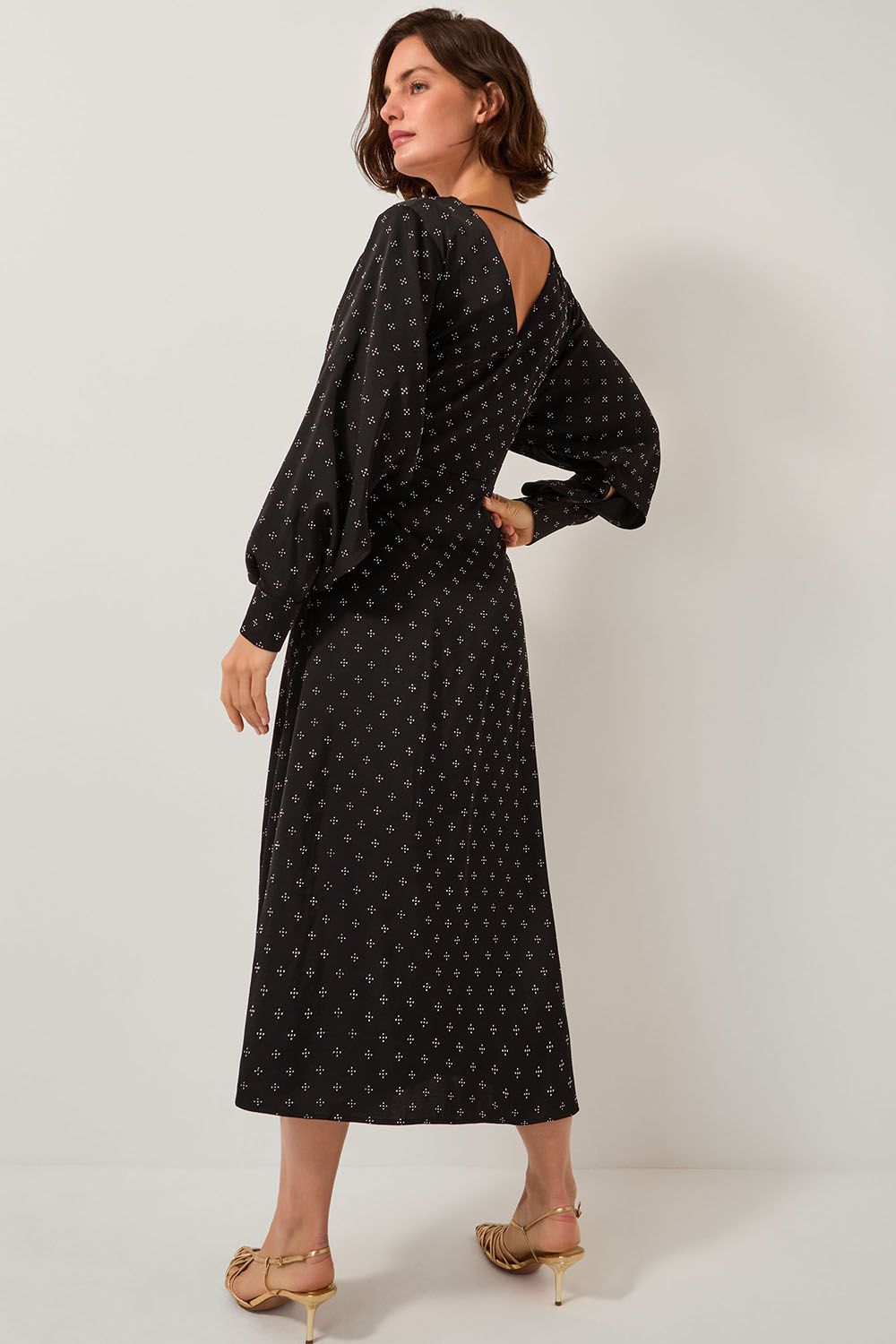 Monsoon Margo Hotfix Midi Tea Dress Black