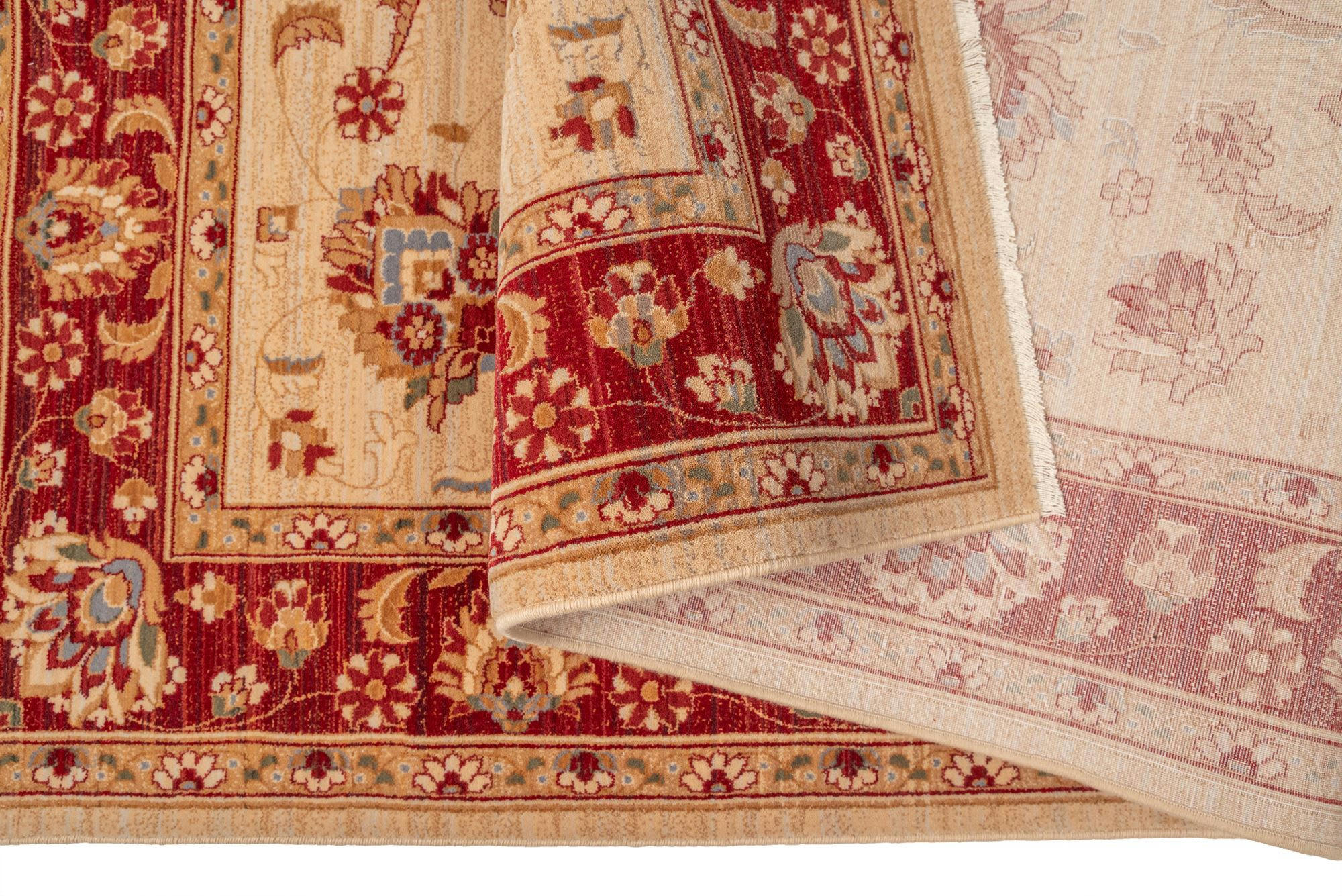 SAHARNA - Tapis d'orient tissé - à franges Rouge 300x380 cm