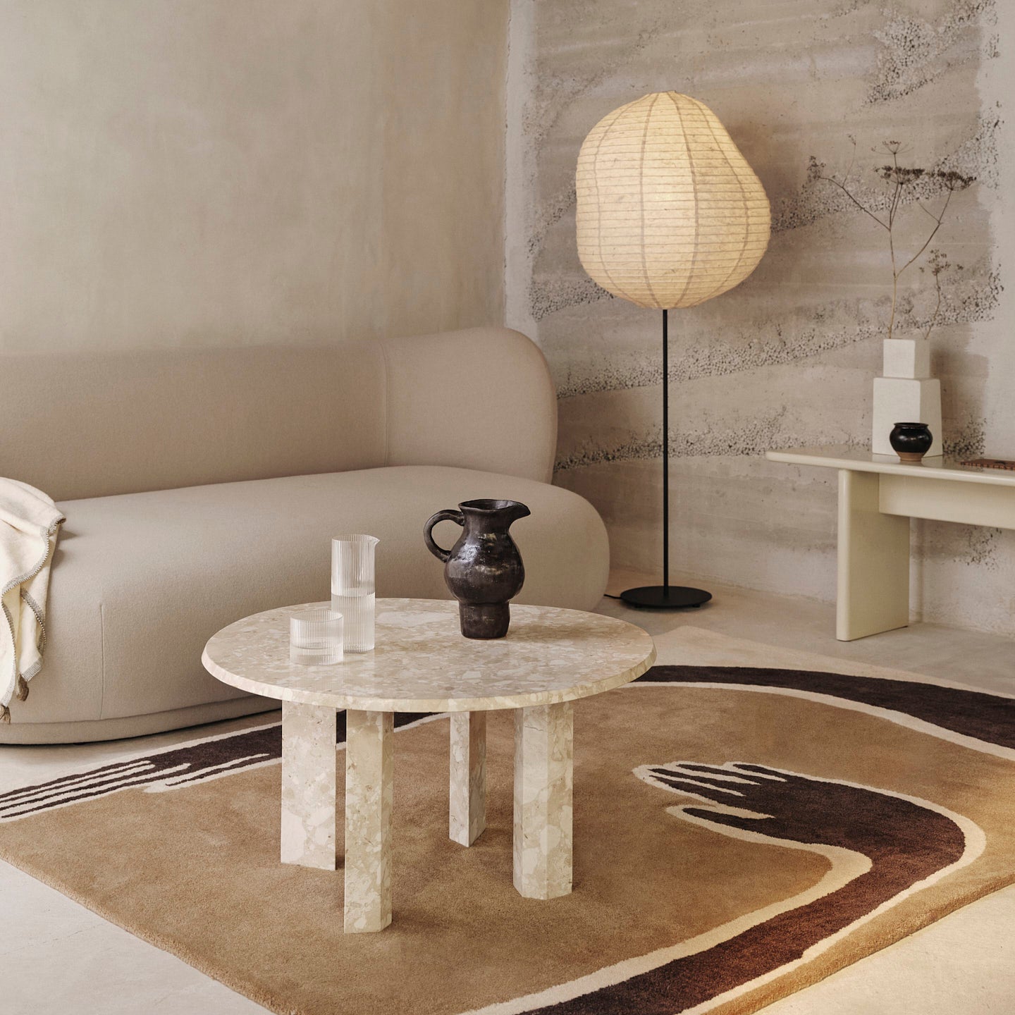 Ferm Living Pose Vloerkleed 140 x 200 cm - Dark Coffee / Off-White