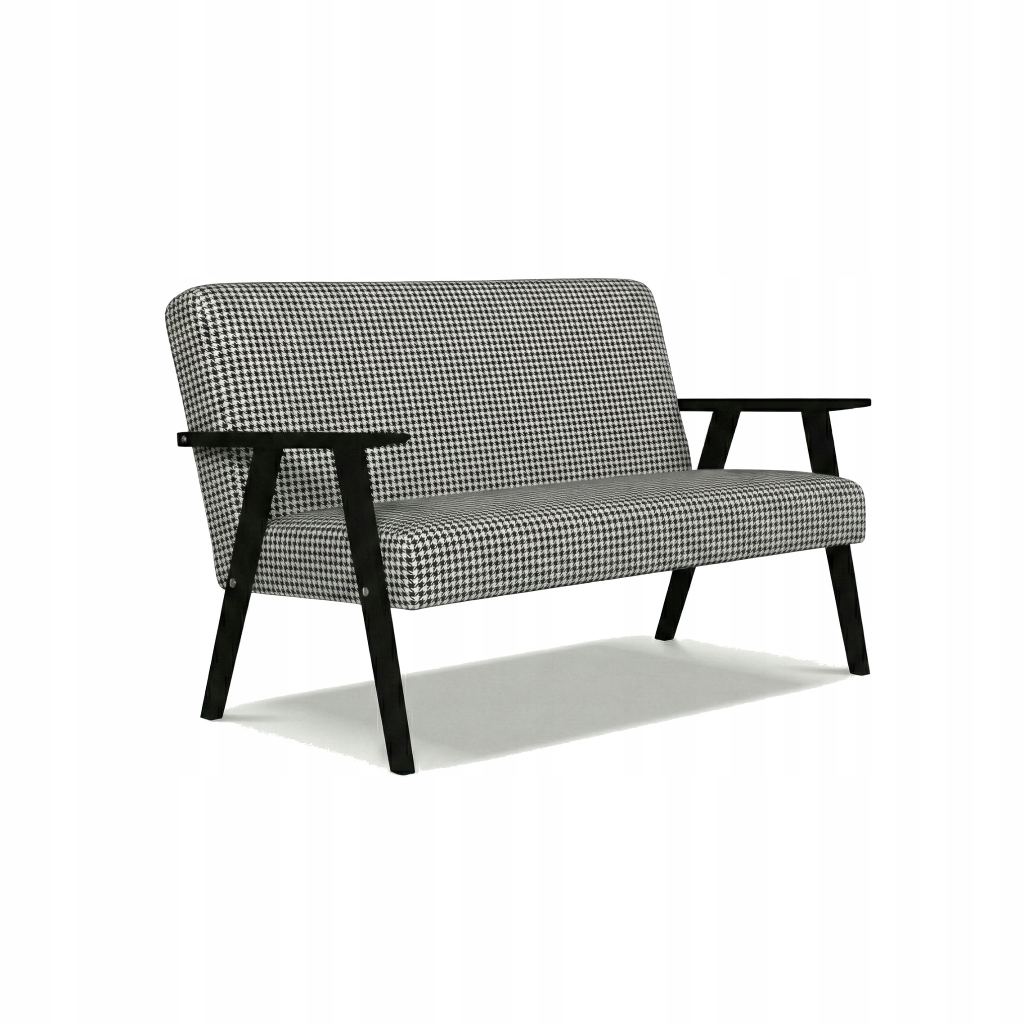 Sofa w stylu PRL retro vintage SOLER Family Meble pepitka czarno biała