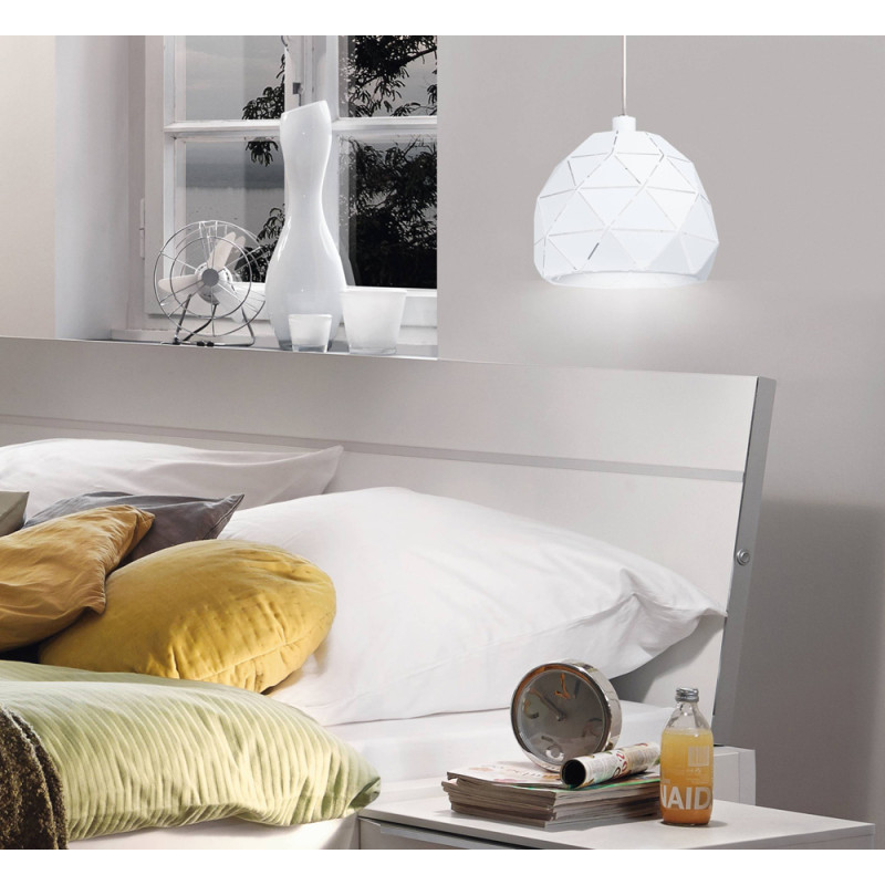 Suspension Roccaforte blanche Ø 30 cm E27 60 W EGLO