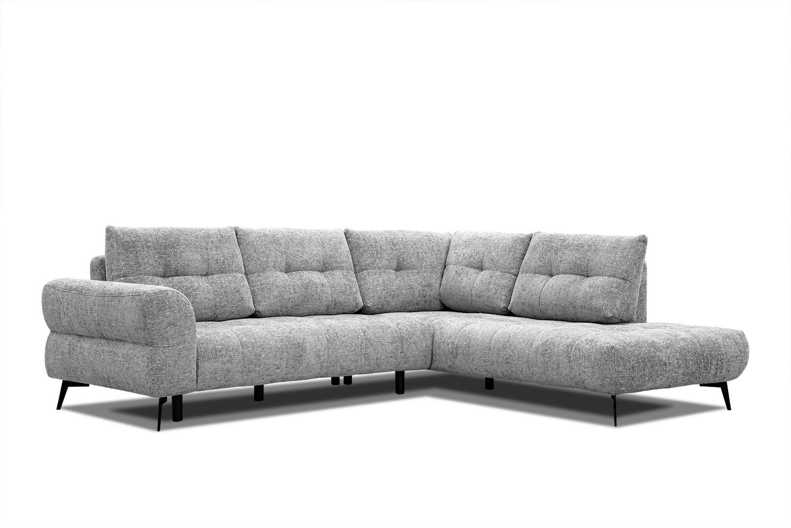 SALVINI - Canapé d'angle droit 5 places tissu gris