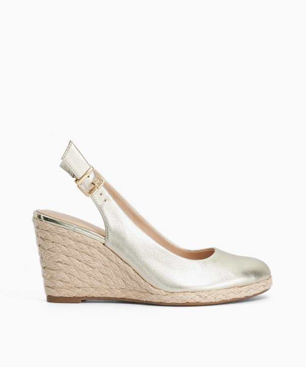 Capable Gold - Leather Jute Wedge Heel Sandals