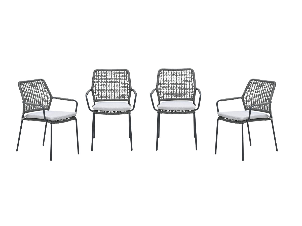 Garden Impressions Swifty tuinstoelen set van 4 – carbon black / rope grey