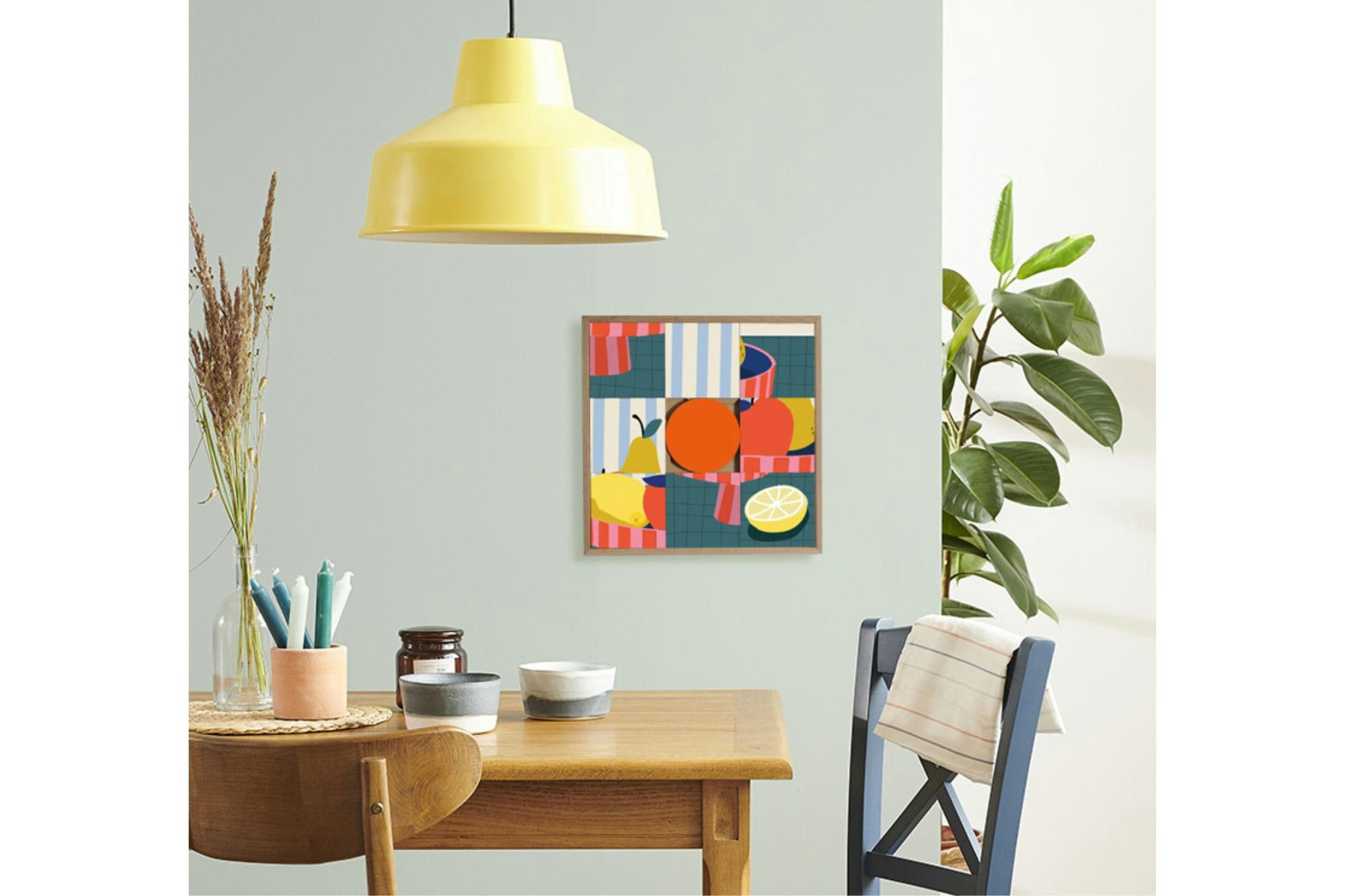 HEDIA - Tableau en bois taquin abstrait coloré   48 x 48