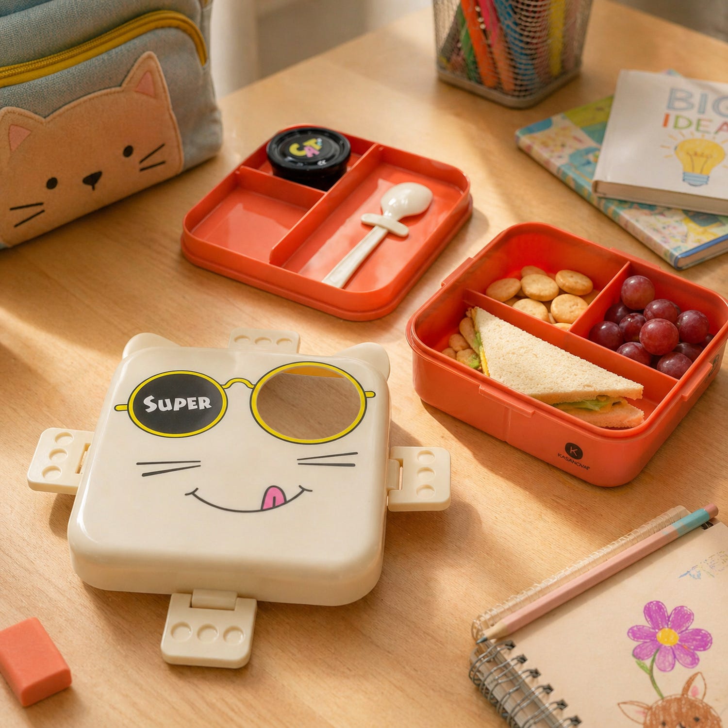 Porta pranzo per bambini Gatto con posata