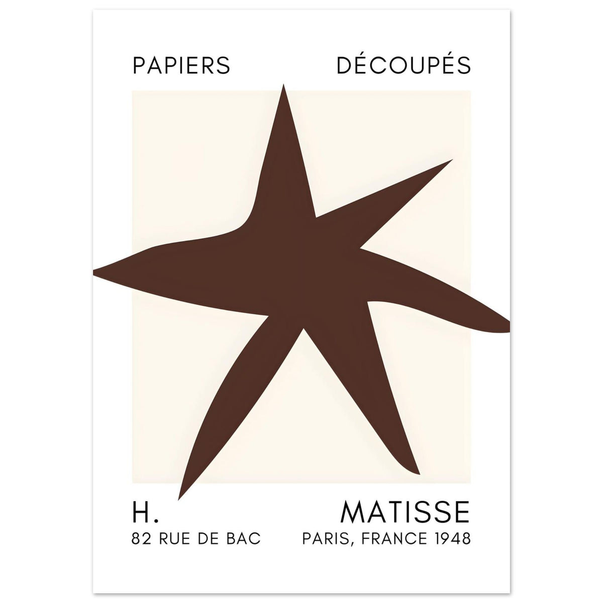 Artfulprints Poster Matisse – Star of the sea brown  - 50x70 cm - Bruin