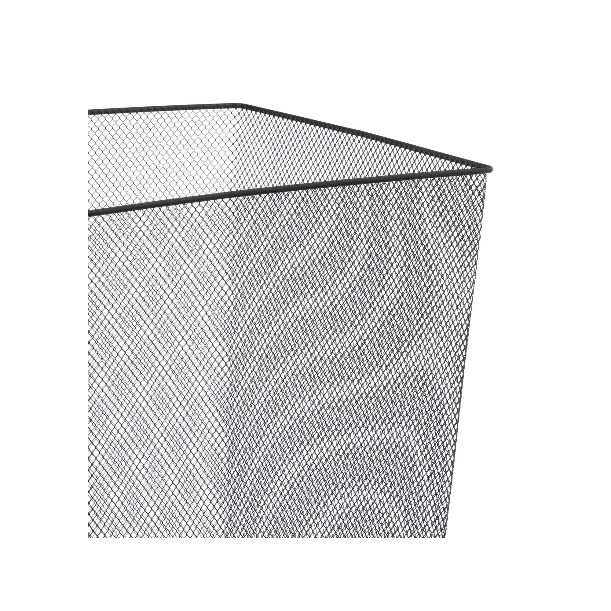 - Corbeille de bureau en métal noir et bois - 26.5x26.5x32.5cm