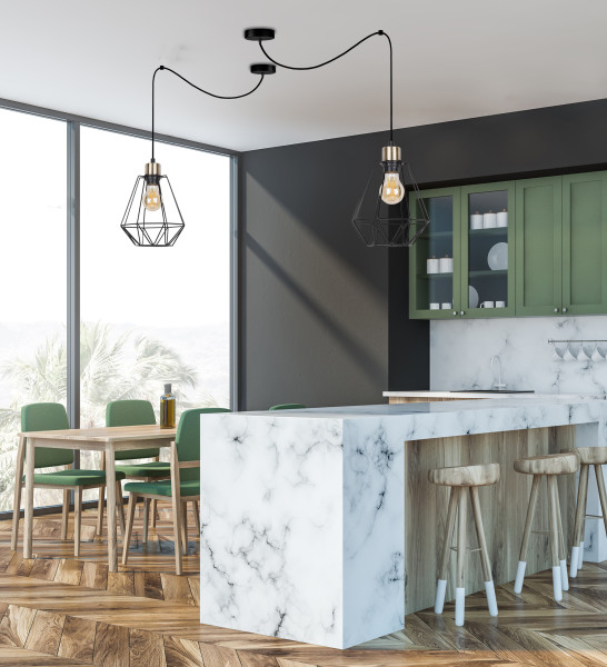 Lampa wisząca czarno-złota PRIMO 1xE27x60W wym: 200x19x19 cm Candellux
