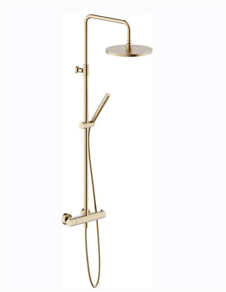 Colonne de douche thermostatique TONDA avec douchette stylo - Coloris: PVD Miele brossé