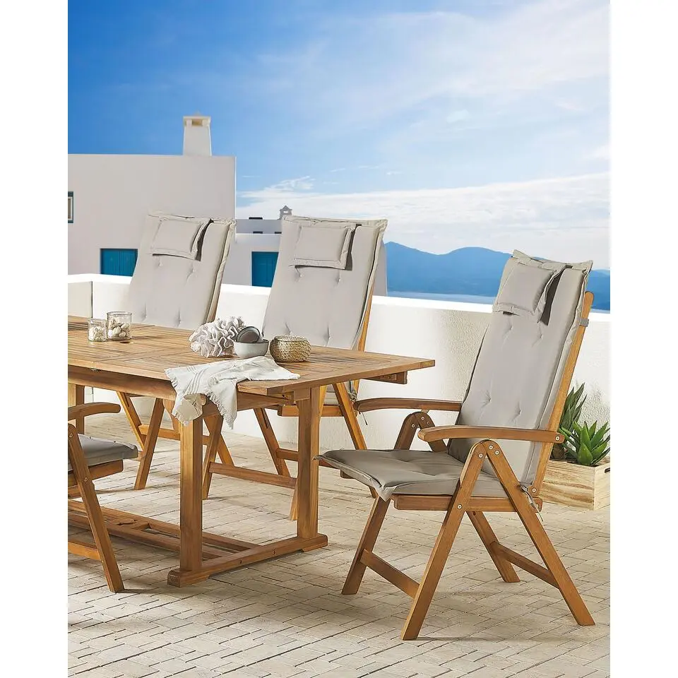 JAVA - Tuinstoel set van 6 - Lichte houtkleur/Taupe - Acaciahout