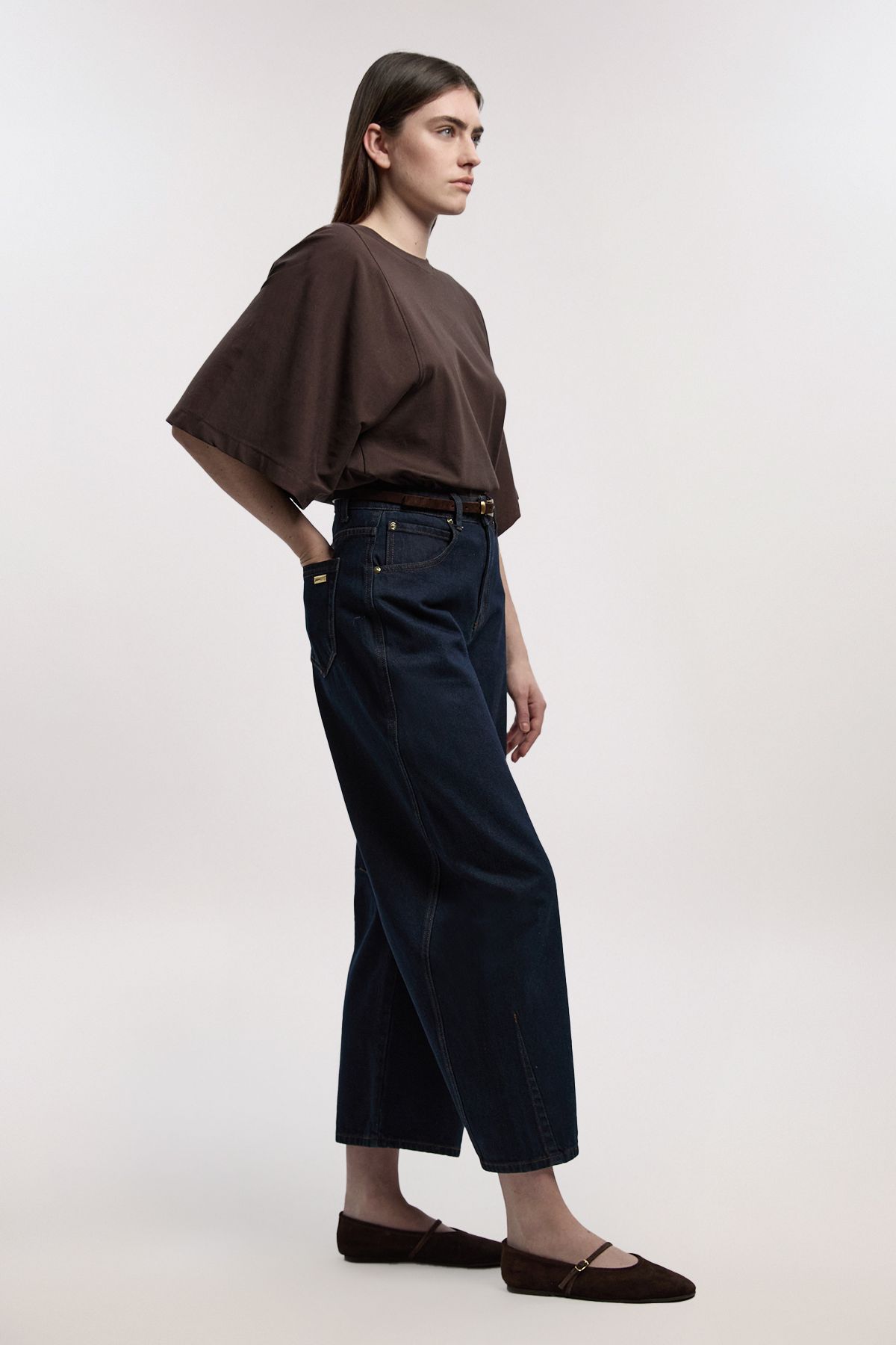 KarenMillen Denim Barrel Leg Jeans