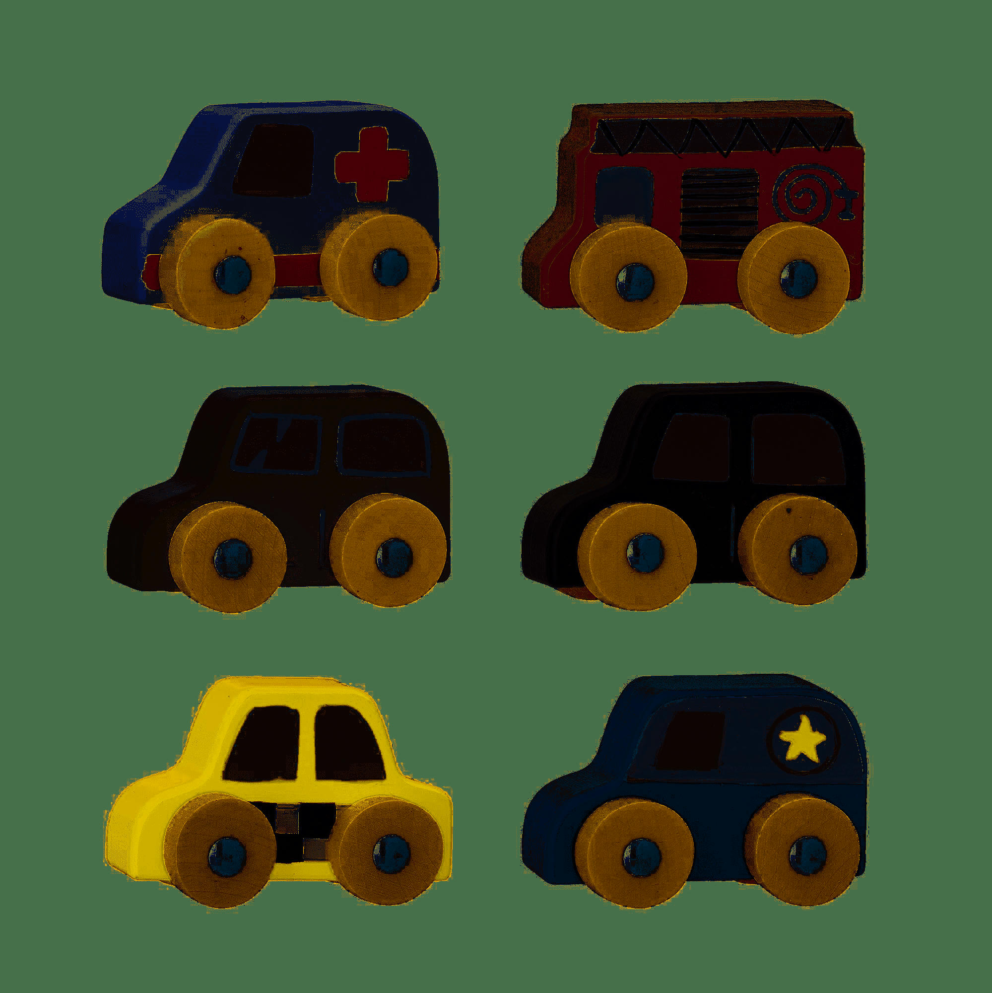 VOITURES - Jouets en bois multicolores