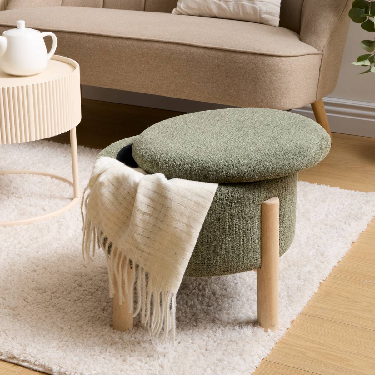 Stool chest "Elki" Khaki Green, H.45.5 cm