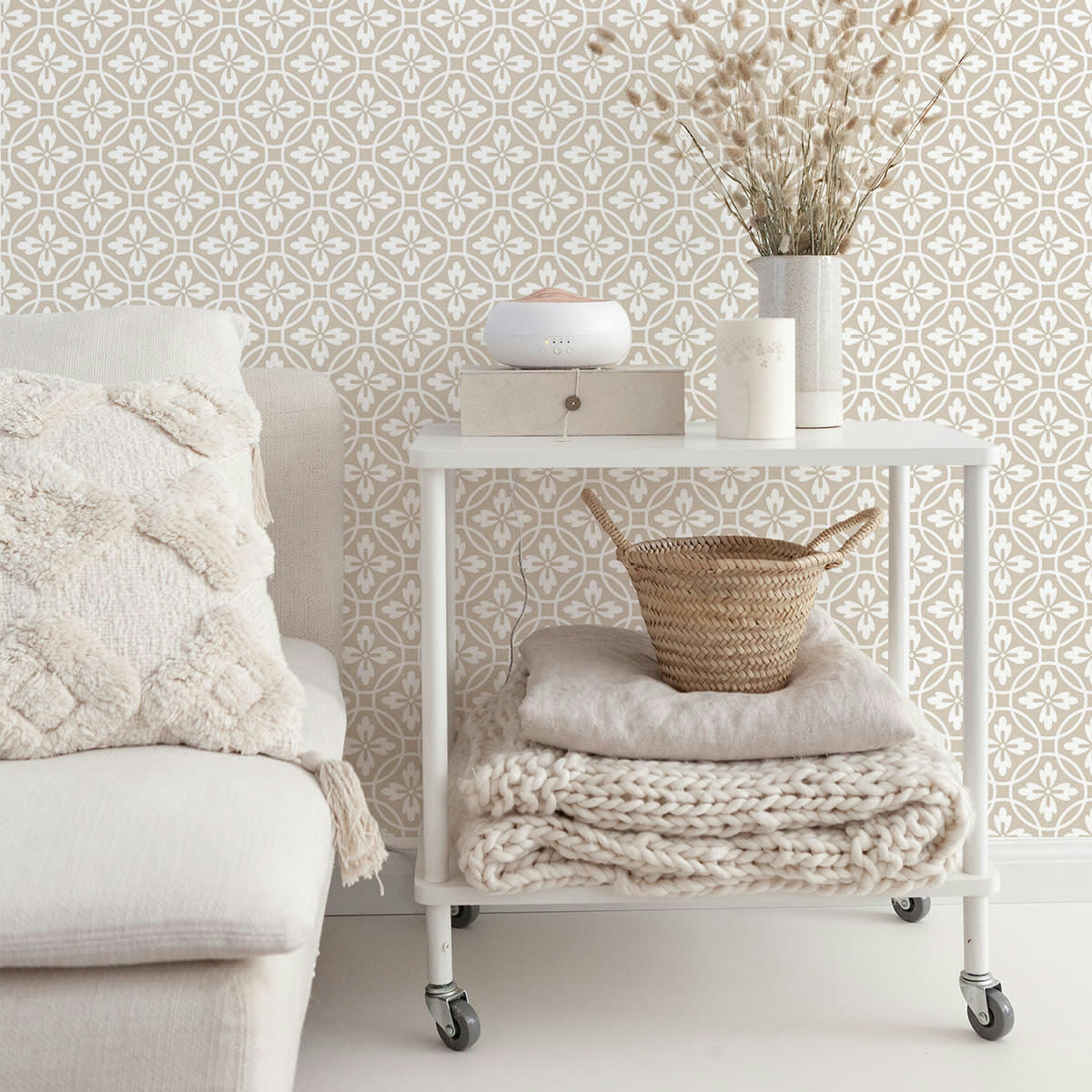 VINTAGE - Papier peint vinyle adhésif vintage écru 50x300 cm