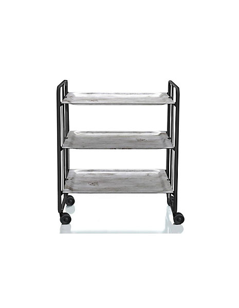 Desserte pliante BAUHAUS avec roulettes, Structure noire, 3 niveaux, 3 positions
