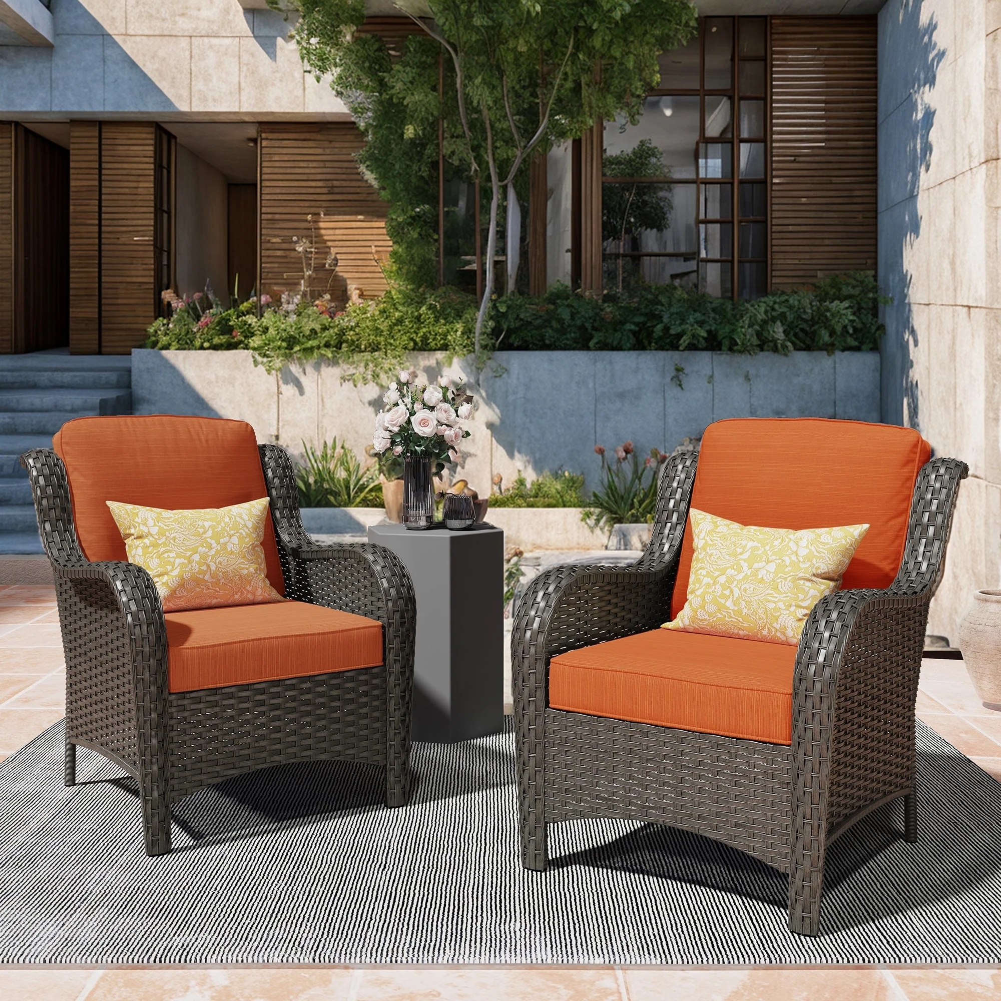 OVIOS 2-piece Patio Wicker Chairs Set