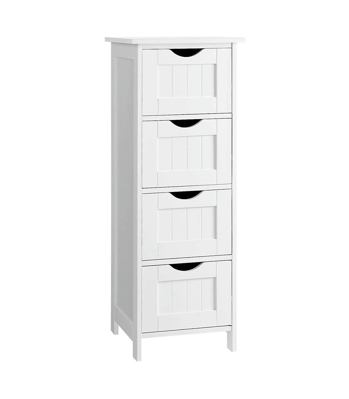 - Chiffonnier de rangement 4 tiroirs blanc  L30 x H82 cm