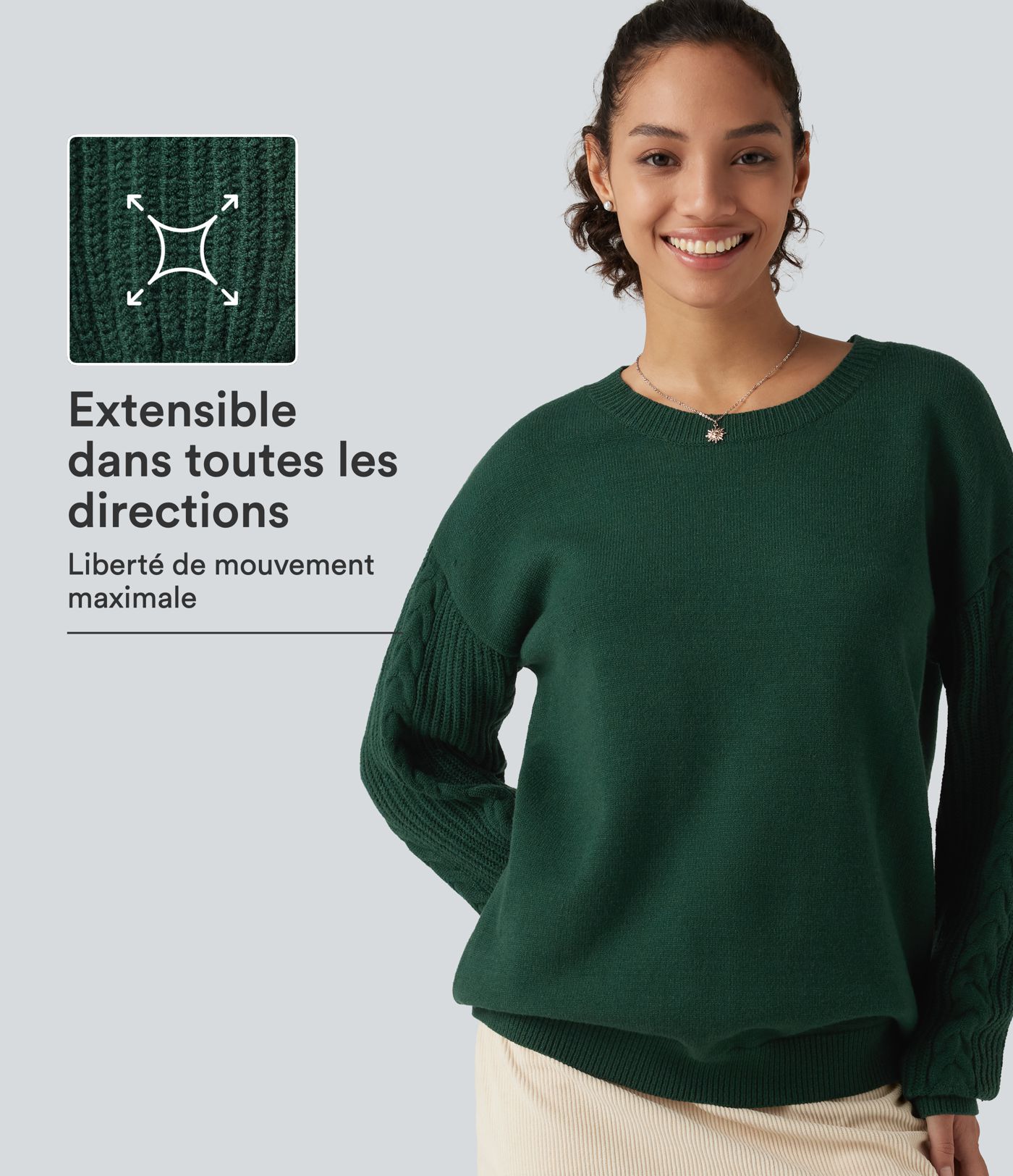 Pull de bureau à encolure arrondie et coupe décontractée