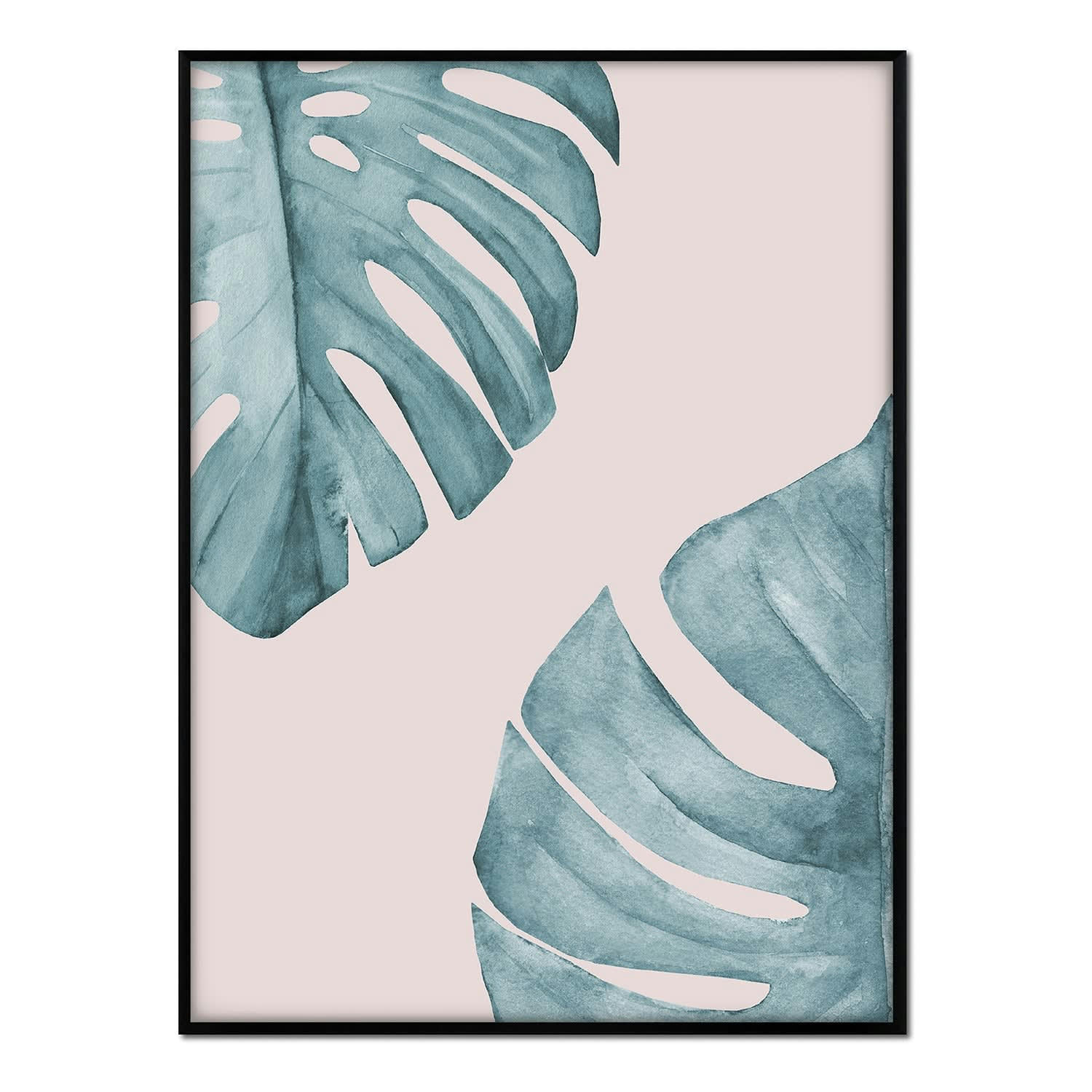 MONSTERA - Affiche avec cadre noir - Illustration Feuilles - 50x70