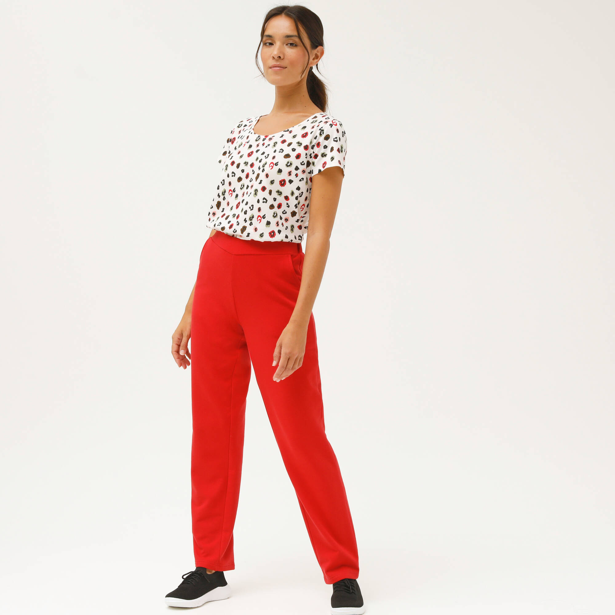 Pantalon coupe large molleton taille élastiquée