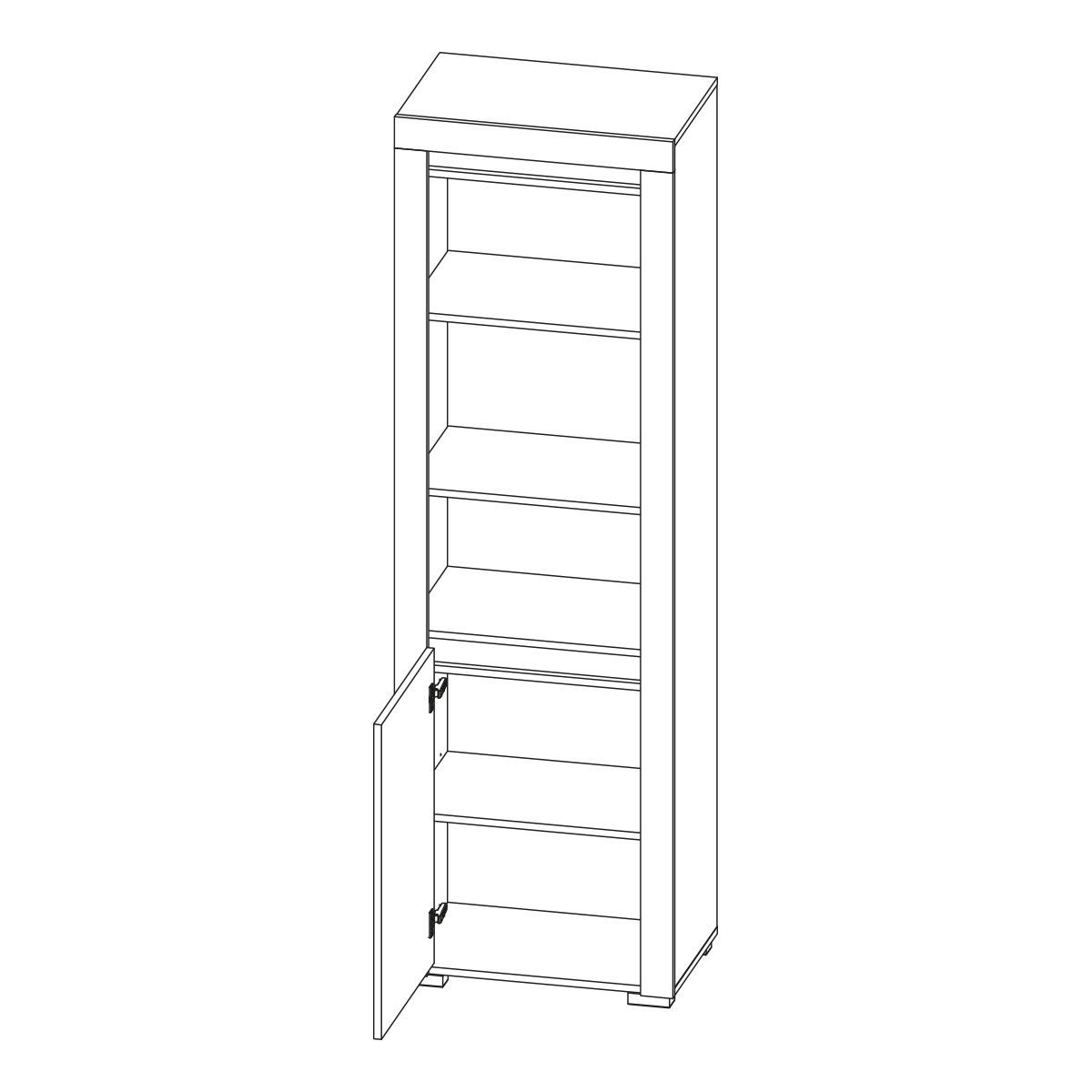 - Bibliothèque 1 porte LED inclus stratifiés naturel et gris
