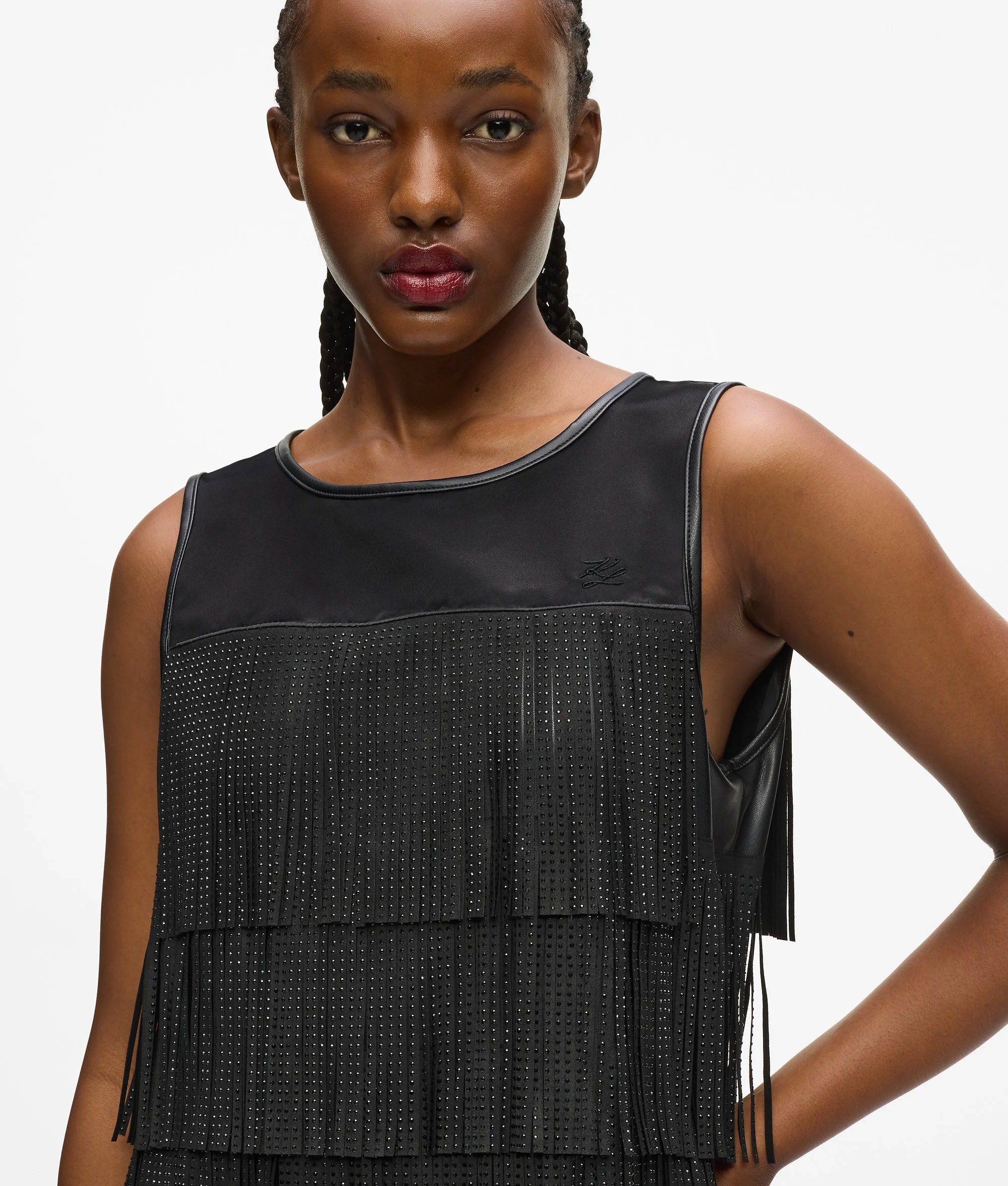 Robe à franges en cuir synthétique