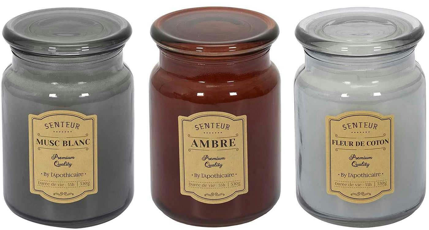 - Bougie parfumée en pot apothicaire (lot de 3)
