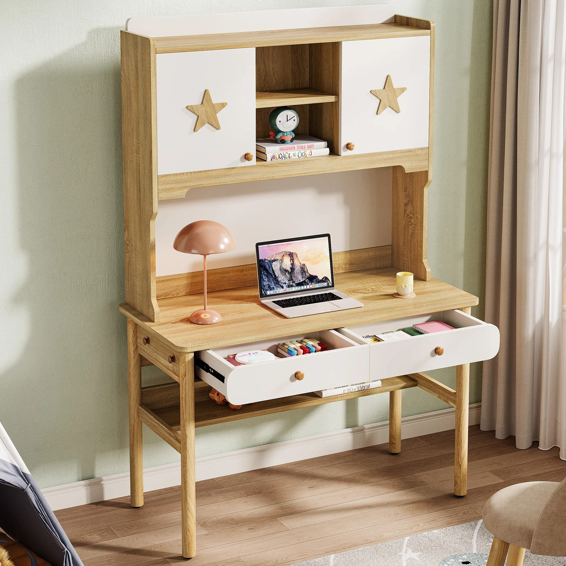 Industrial Kids Desk Study Writing Table with Storage for Children