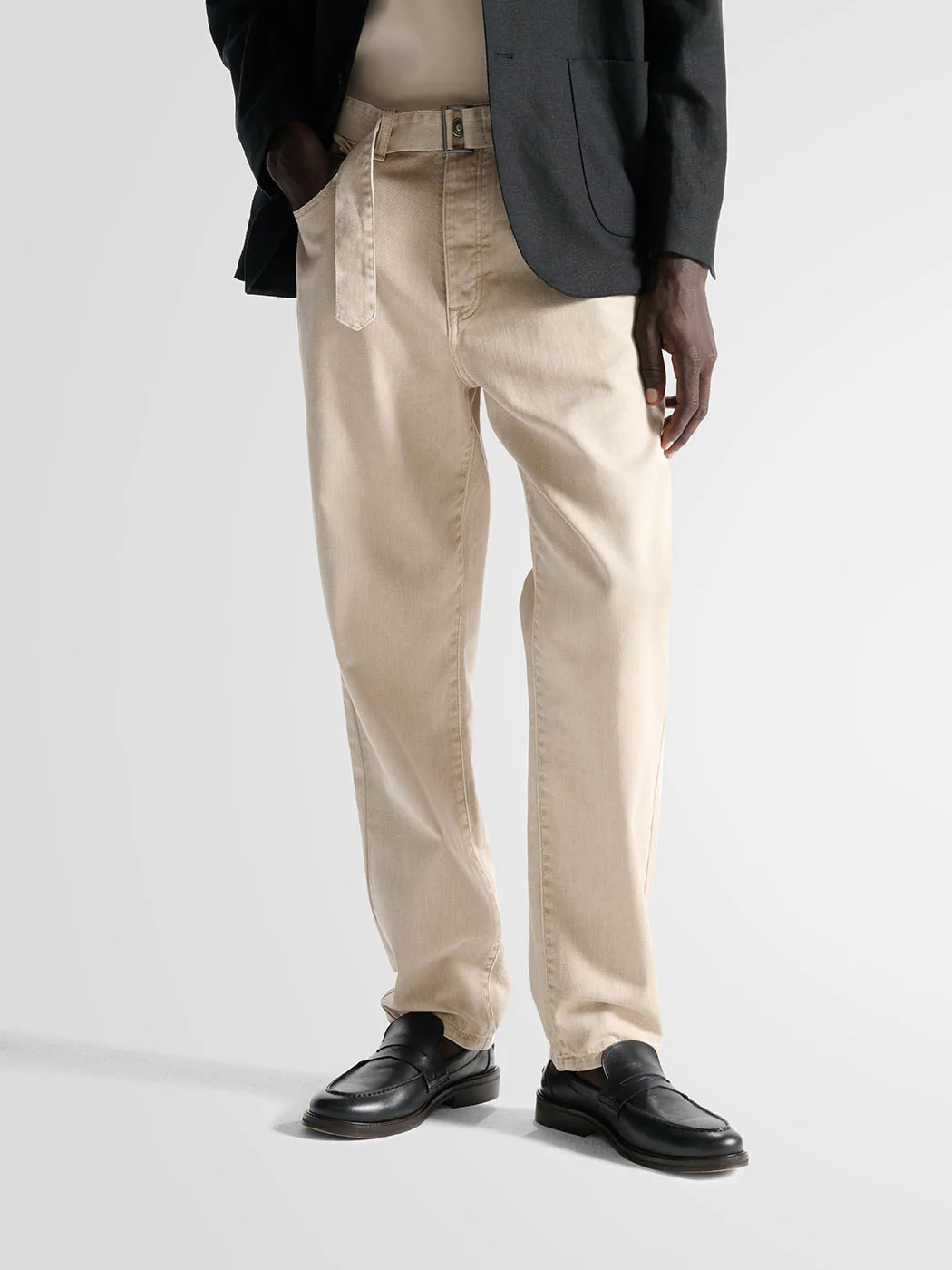 Jean loose ceinturé en twill - L'atelier