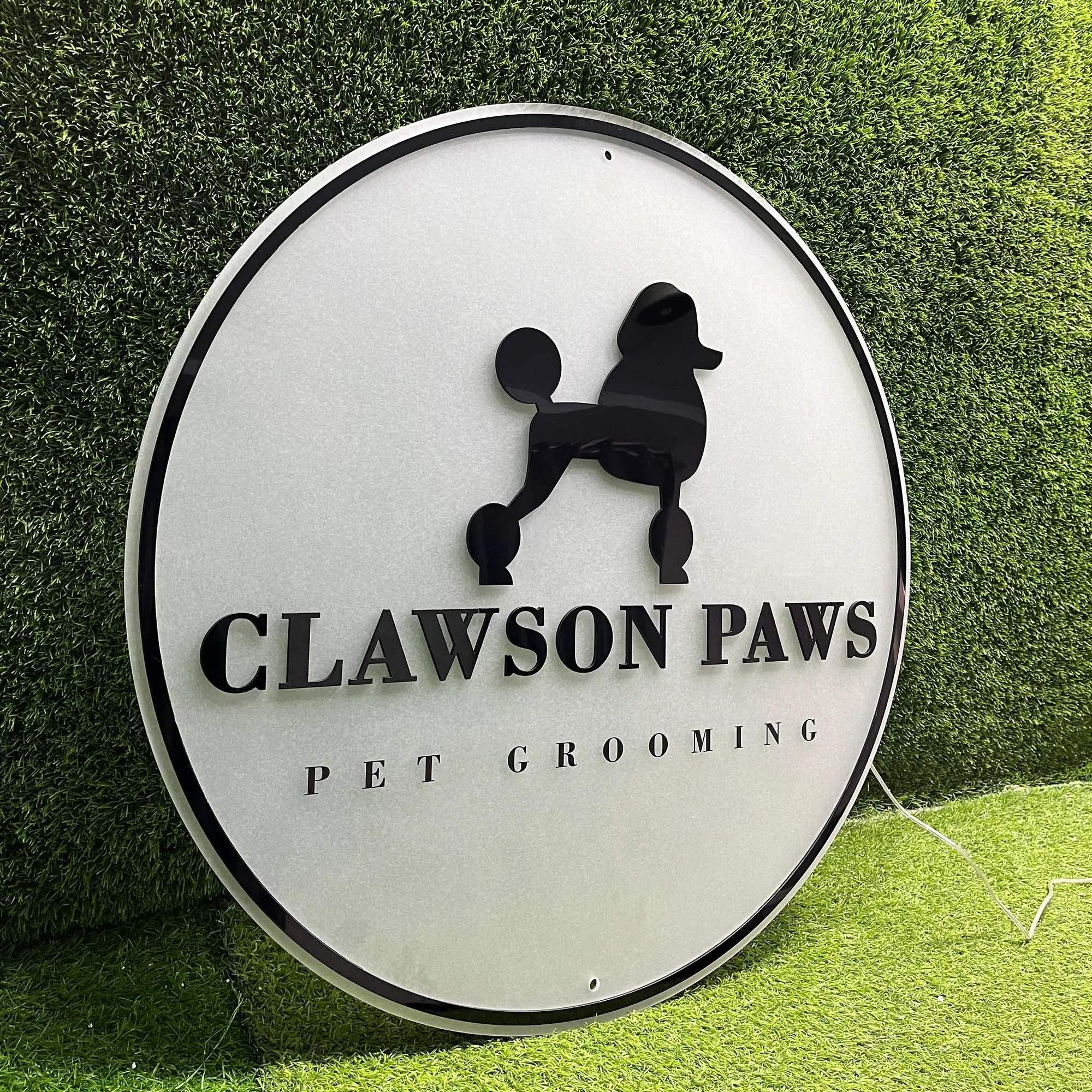 Custom LED Backlit Business Logo Sign | Round Acrylic Light Up Sign, Salon, Spa & Office Reception Wall Decor