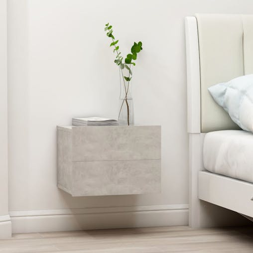 NNEVL Bedside Cabinets 2 pcs Concrete Grey 40x30x30 cm Chipboard