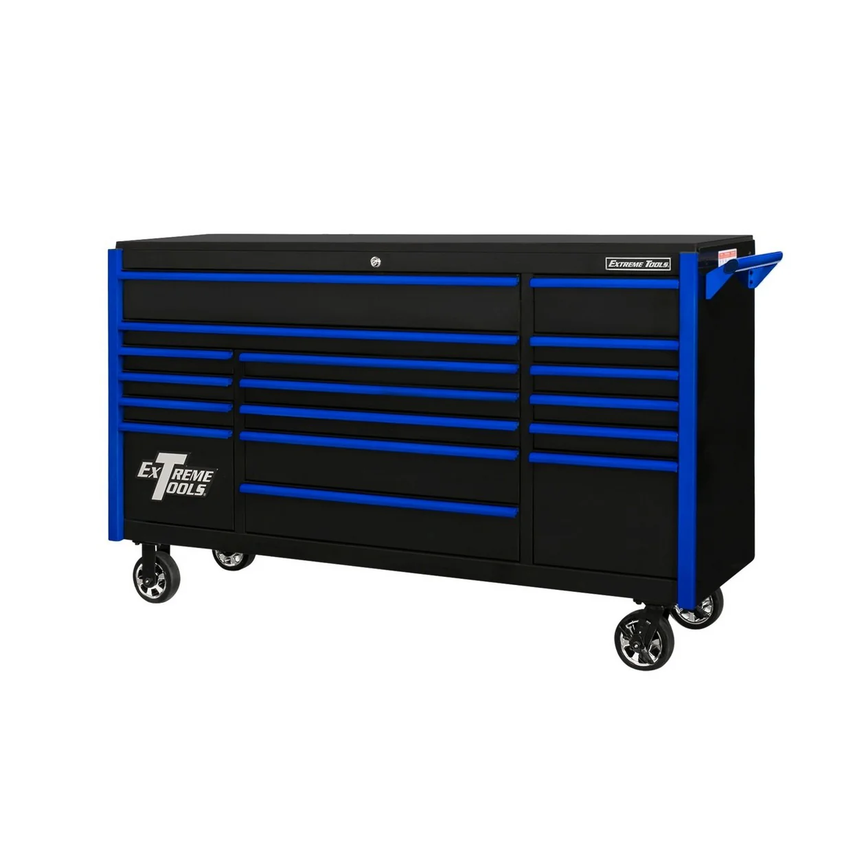 Extreme Tools DX Series 72�� 17 Drawer Roller Cabinet(Black - Blue)