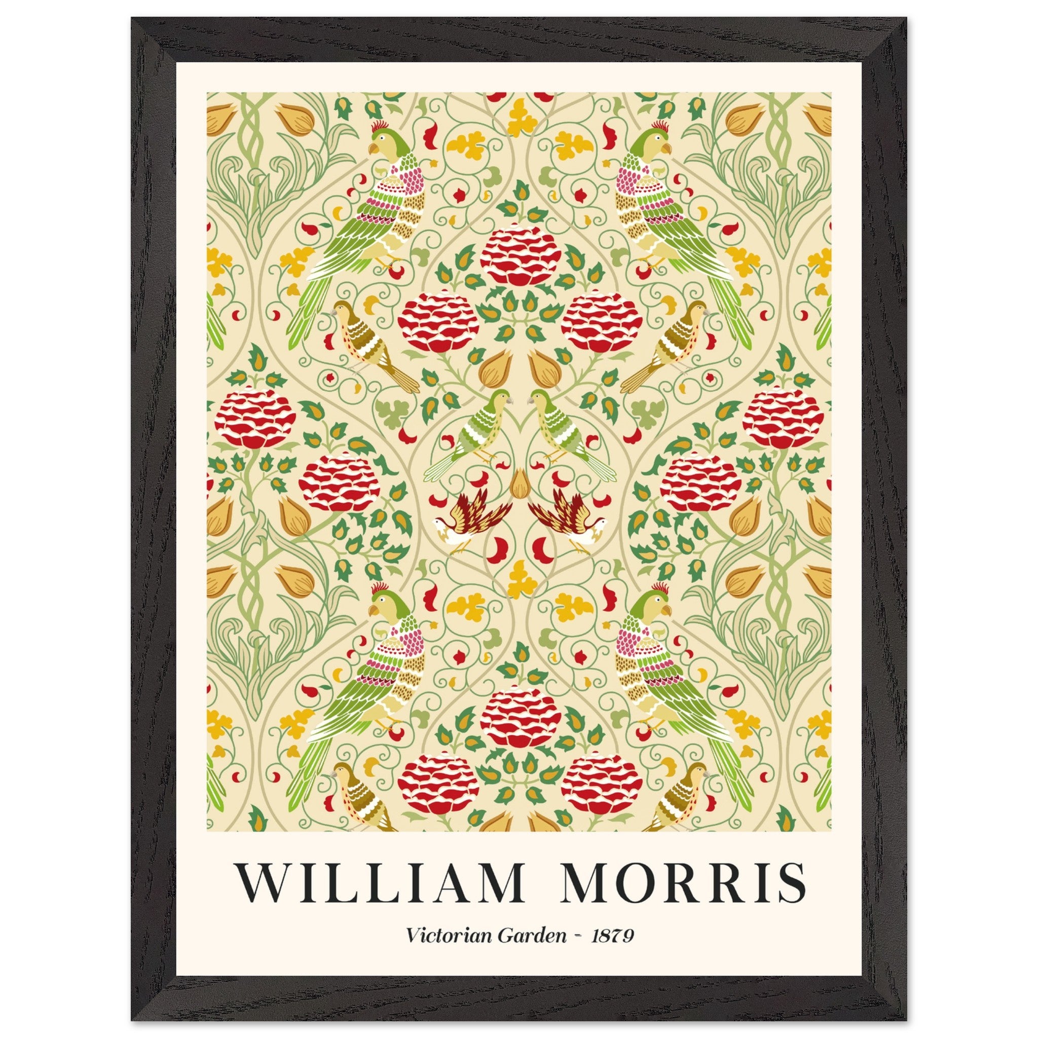 Artfulprints Poster met Lijst William Morris - Victorian garden 1879  - 30x40 cm - Groen