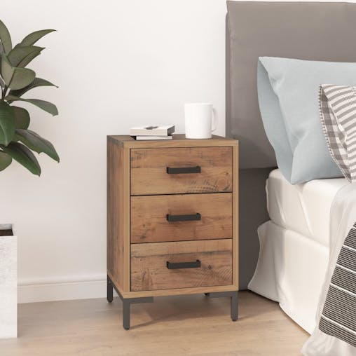 NNEVL Bedside Cabinet Brown 36x30x54 cm Solid Recycled Pinewood