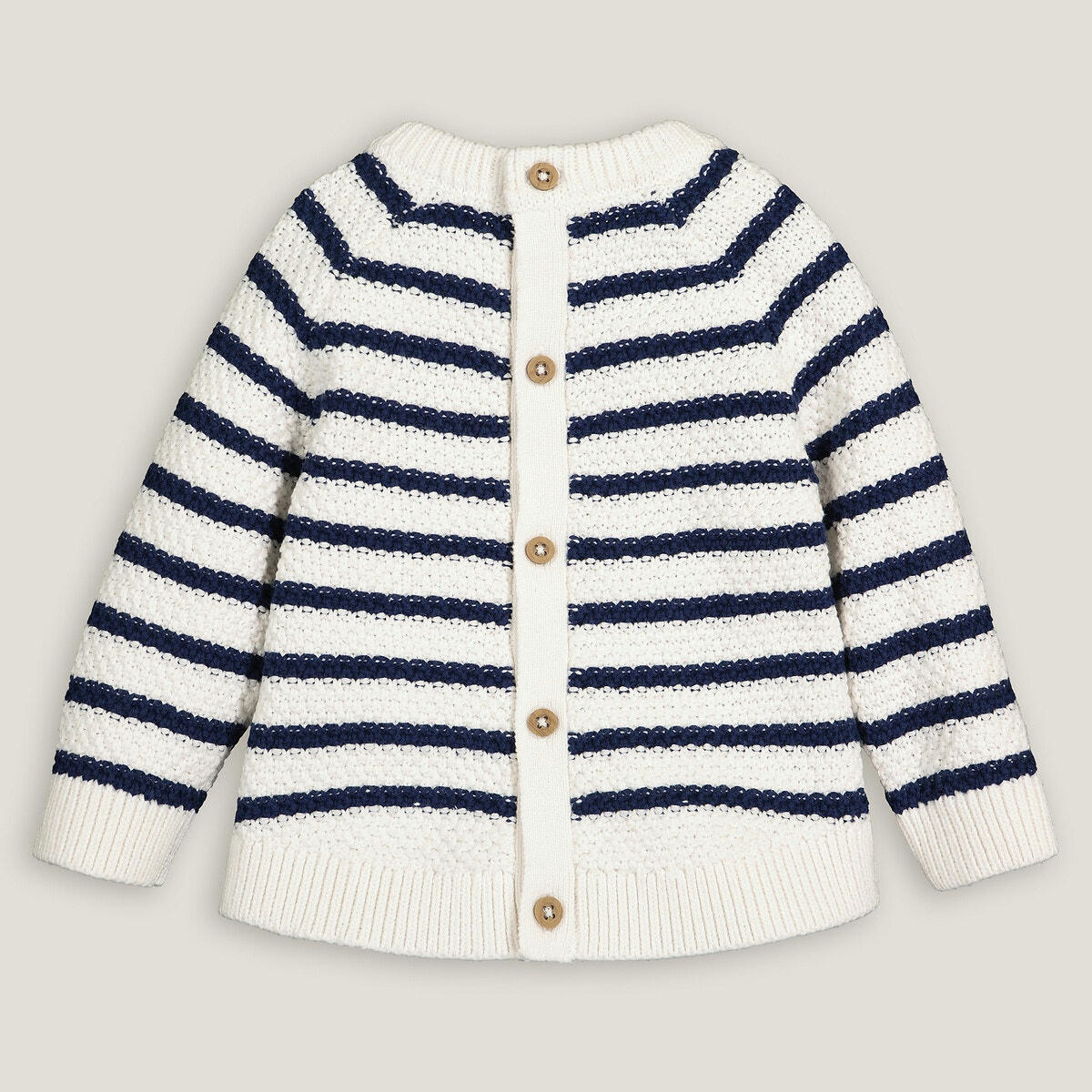 Pull col rond en grosse maille rayé