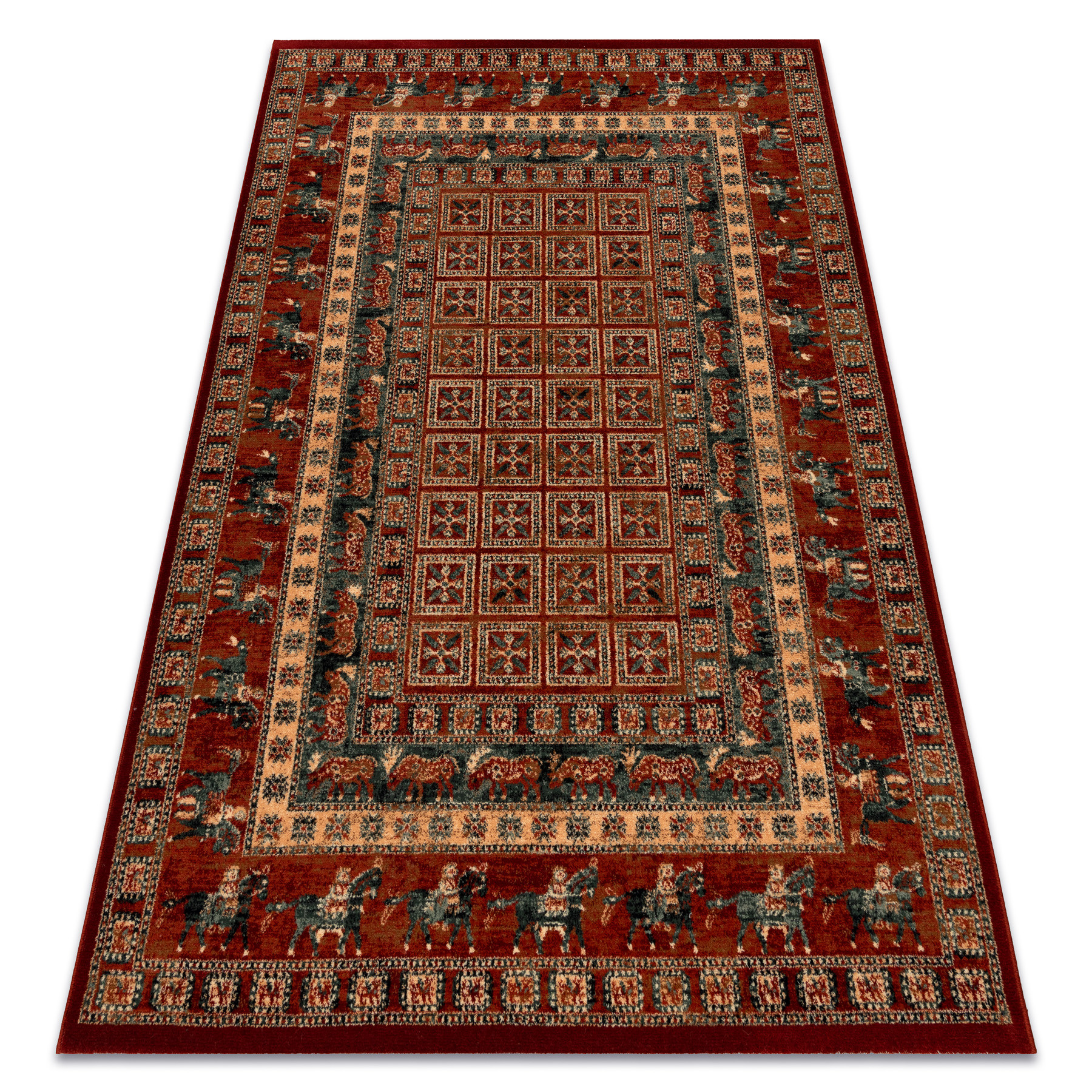 Dywan wełniany KASHQAI 4301 300 orientalny, ramka terakota / 67x130 cm