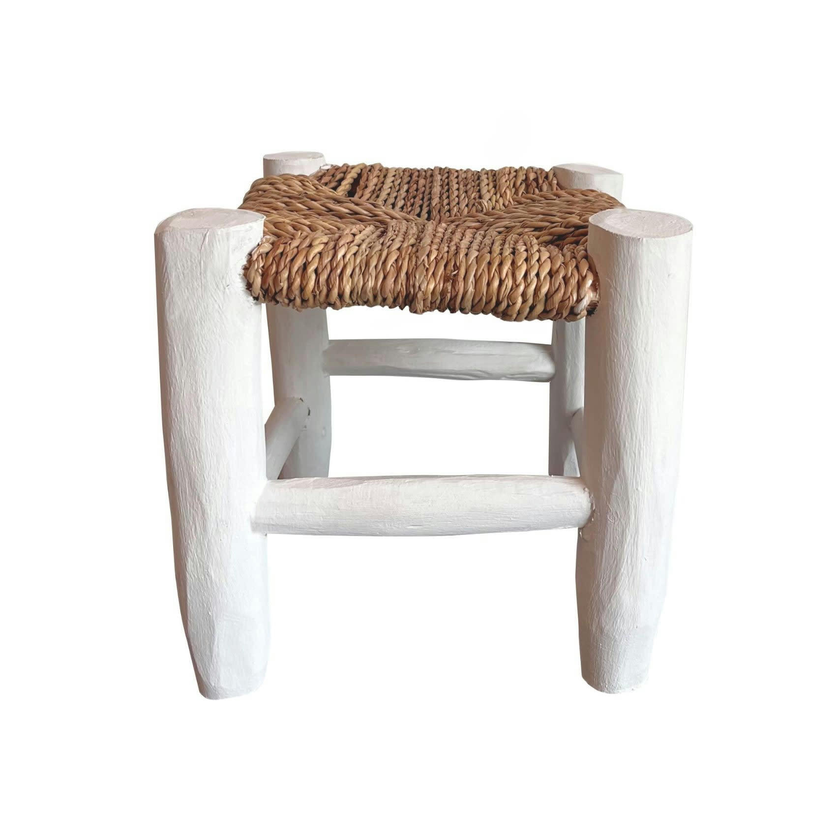 - Tabouret marocain blanc en bois blanc 20x20x20 cm