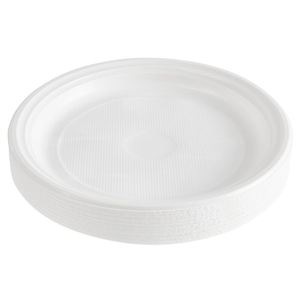 Assiette plastique x50 ronde réutilisable blanche Ø20,5cm
