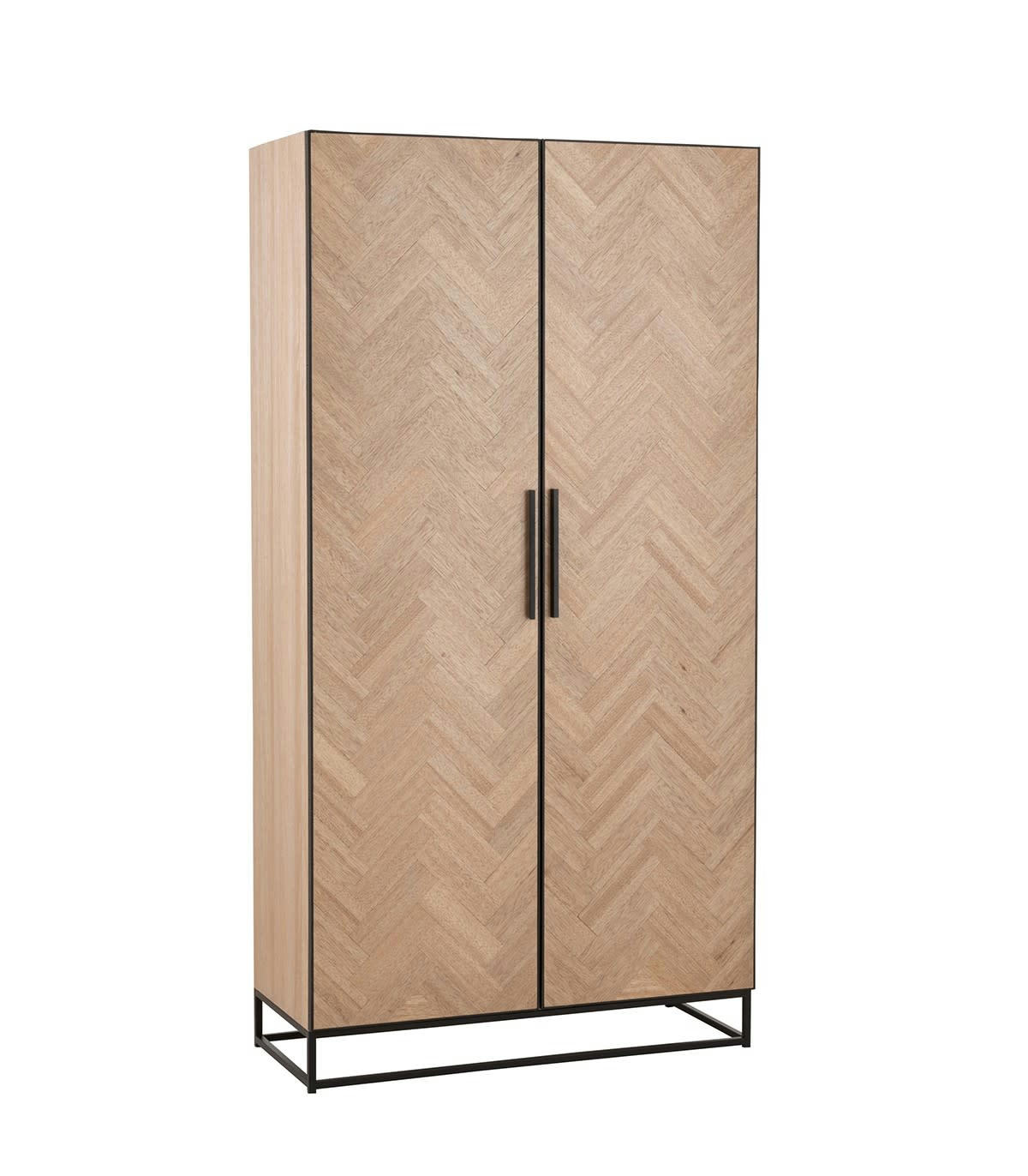 - Armoire haute avec 2 portes zigzag en bois et métal noir