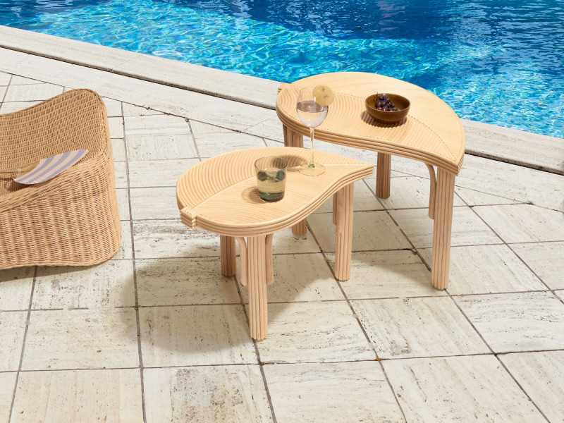 Zestaw 2 stolików kawowych PARALIA Rattan Naturalny