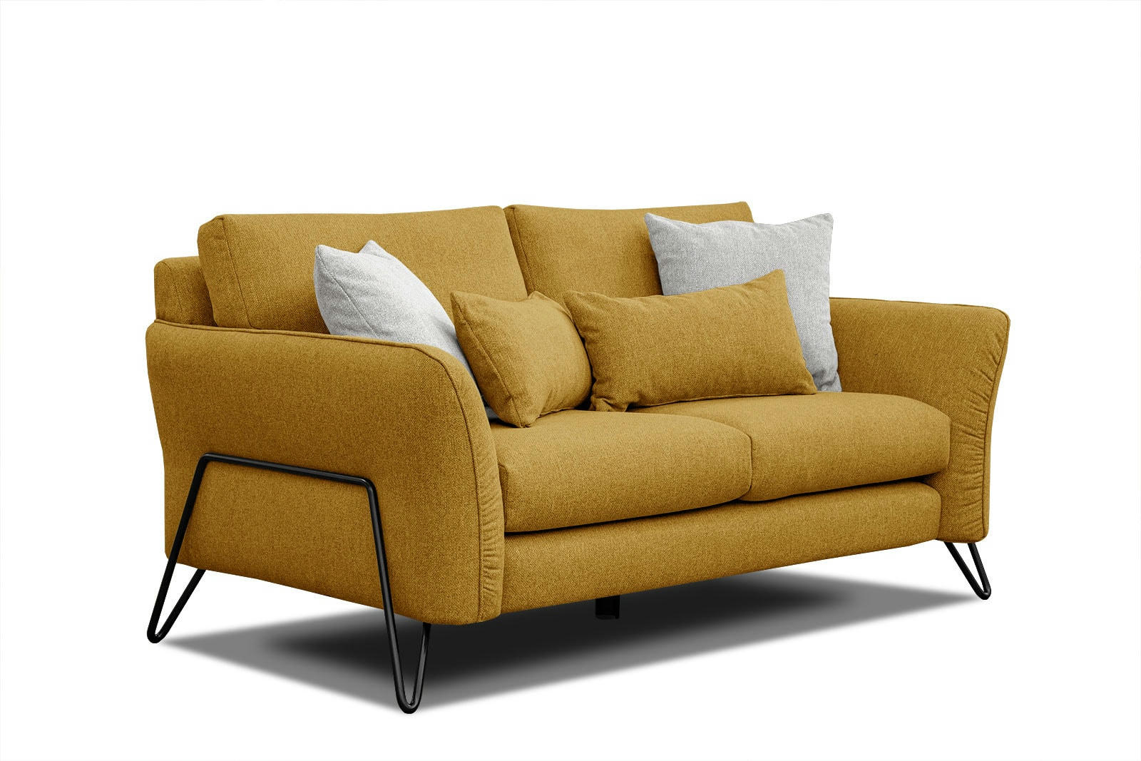 LOREM - Canapé droit 2 places tissu jaune