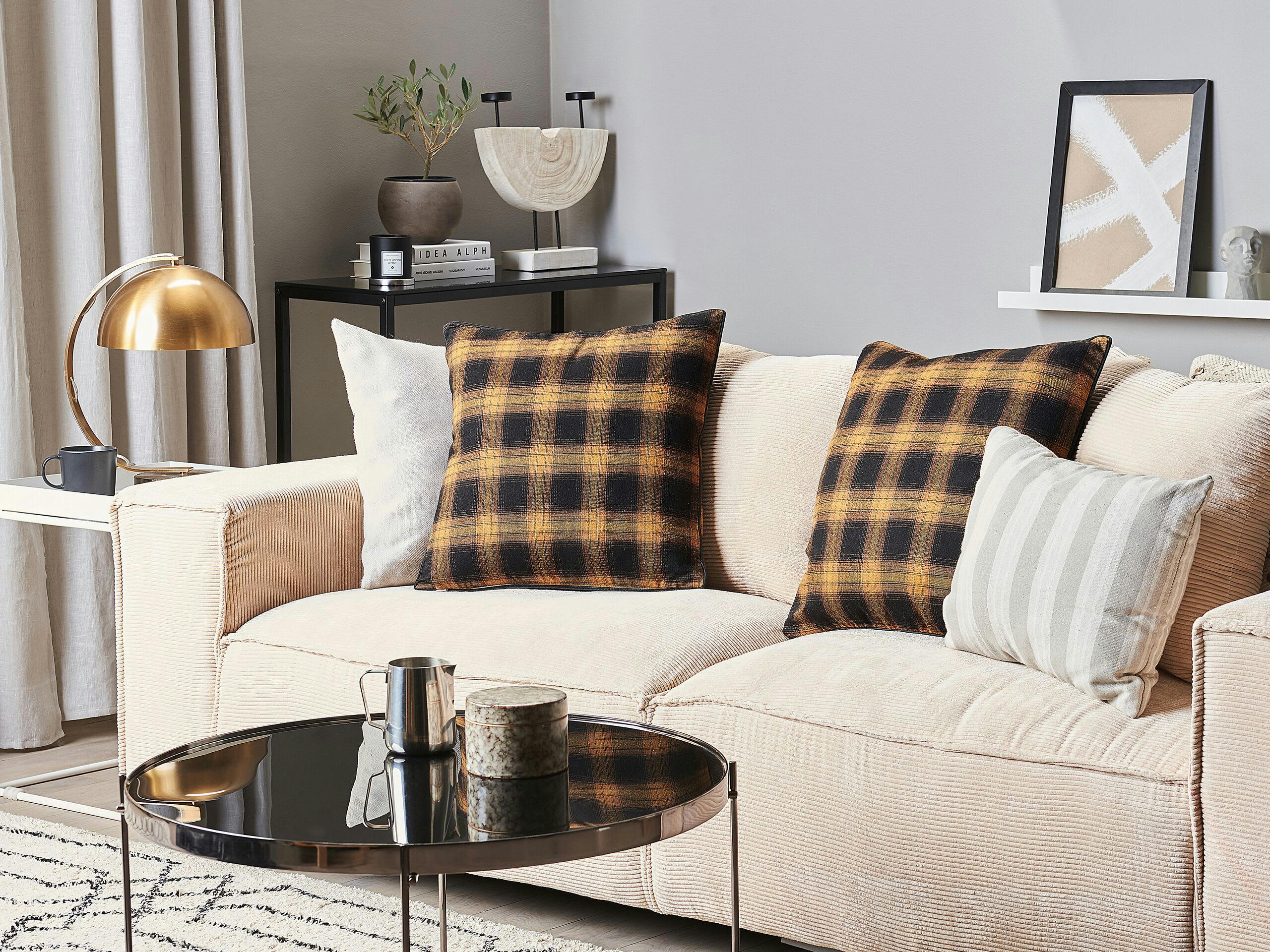 ACORUS - Lot de 2 coussin décoratifs en tissu noir 45x6cm