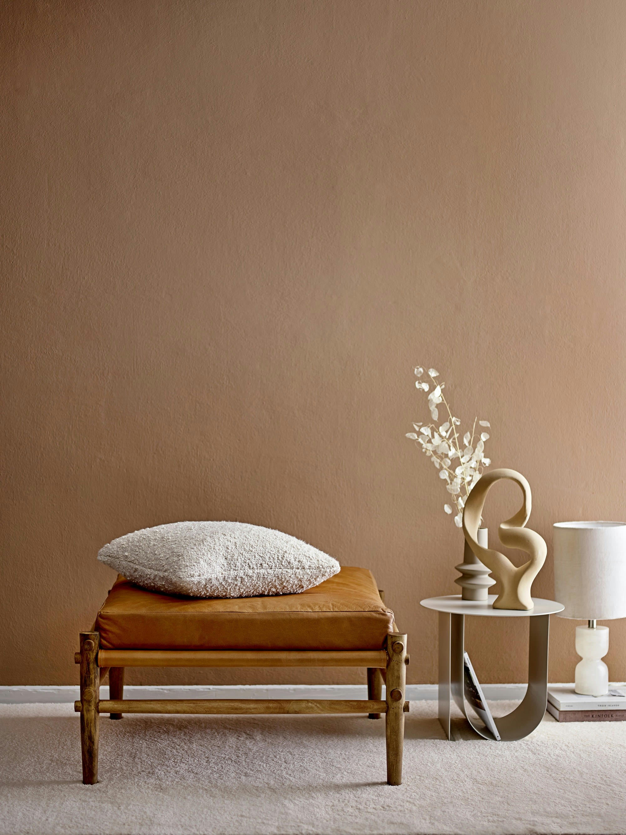 AYSIA - Tabouret en cuir marron