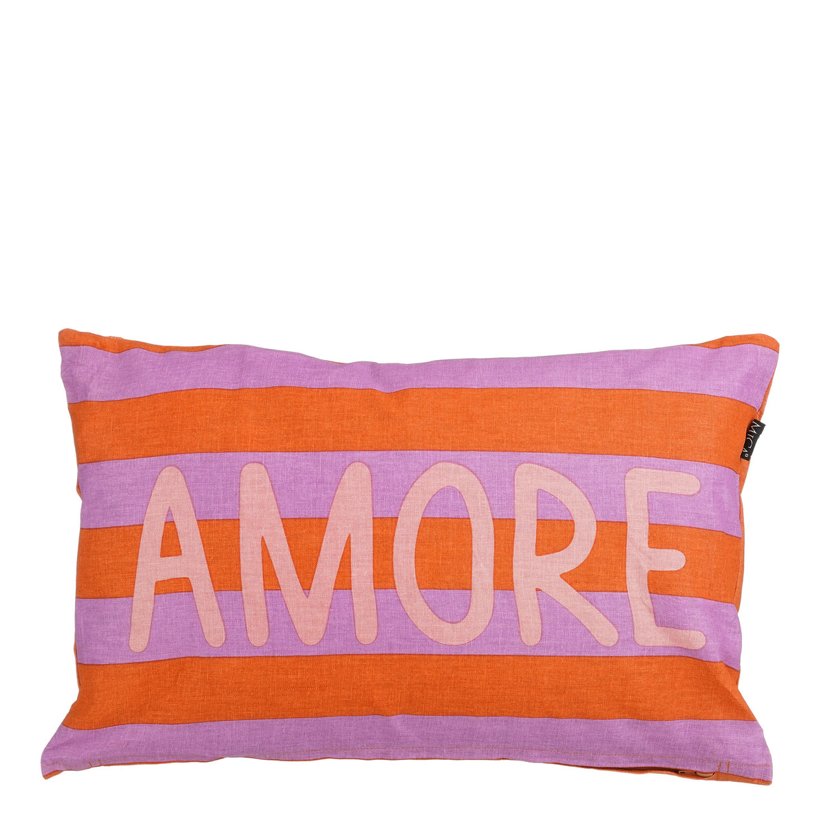 Mica Decorations Amore Sierkussen - Kussen met Kussenhoes - Woondecoratie Woonkamer - 55 x 35 x 10 cm - Katoen, Linnen, Polyester - Oranje, Paars,